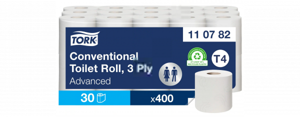 Tork extra weiches Toilettenpapier 110782 Advanced 3-lagig Tissue T4, 30 Rollen a 250 Blatt Toilettenpapier 